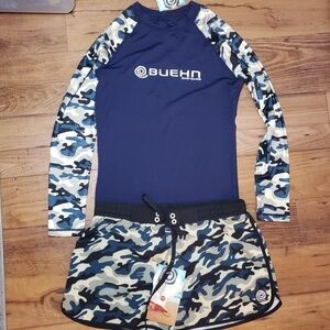 Upf 50+ swim rashguard wear/surf camo print nwt